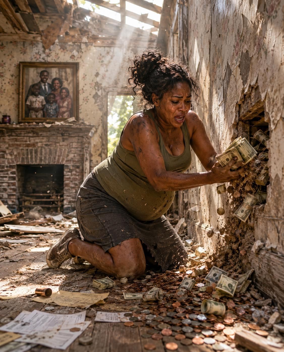 A pregnant widow bought a crumbling house for almost nothing… but what she uncovered behind an old painting would change her life forever.