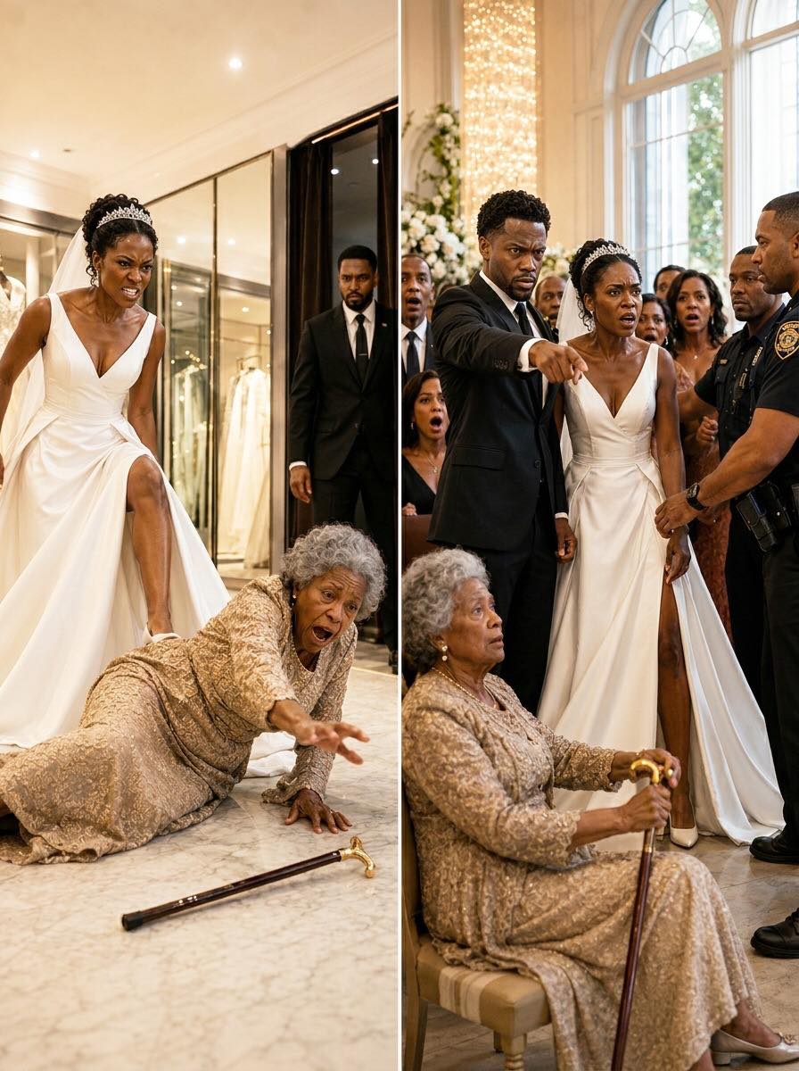 During her VIP wedding dress fitting, I caught my fiancée kicking my mother’s cane away. “Pick up my train, you clumsy old bat,” she hissed as my mother stumbled to the floor.