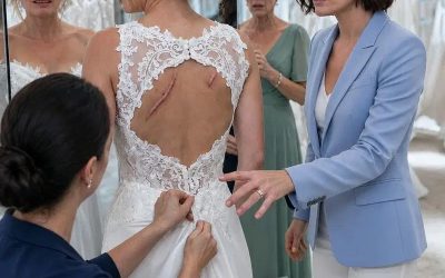 At the bridal shop, I saw fresh dark marks across my sister’s back. She whispered, “If I cancel, his father will ruin us.” I kissed her cheek and said, “Then we won’t cancel.” But by morning, the groom had no idea who was waiting at the aisle.